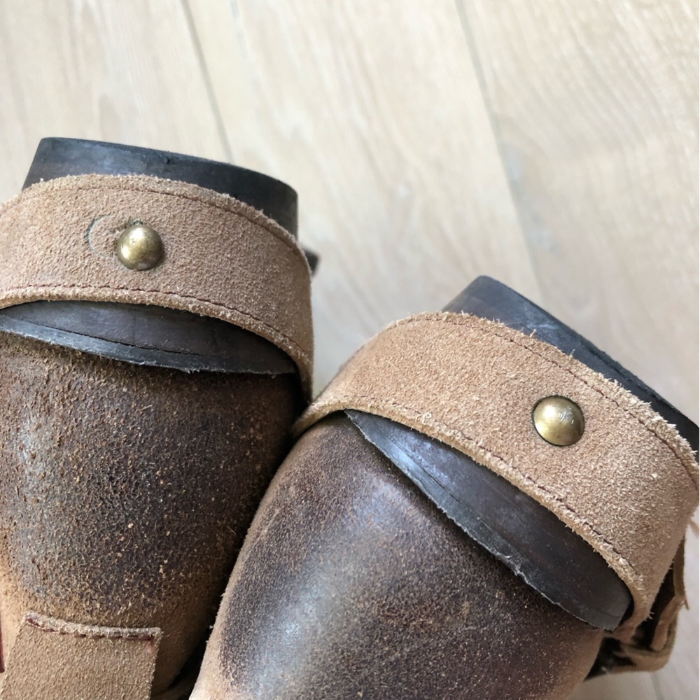 Vintage Matisse Nubuck Suede Zip Up Tall Belted Western Fashion Boots Sz 8.5B - Picture 5 of 12